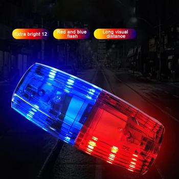 LED Rdeča Modra Večfunkcijsko Posnetek Utripajoče Opozorilo Varnost Ramenski Policija Svetlobe USB Polnjenje Sili Lučka Kolesarske Opreme,