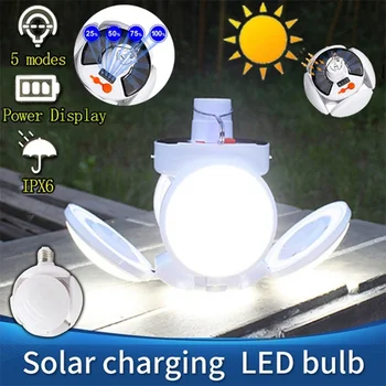 LED Solar Sijalke Sili USB E27 Zložljive Led Žarnica, Kabel za Polnjenje Svetlobo na Prostem Neprepustna za Vrtnarjenje Dekoracijo Kampiranje