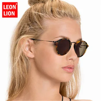 LeonLion Okrogla Sončna Očala Ženske Sončna Očala Blagovne Znamke Oblikovalec Razkošje Vintage Sončna Očala Ženske Ogledalo Ovalne Oculos De Sol Feminino