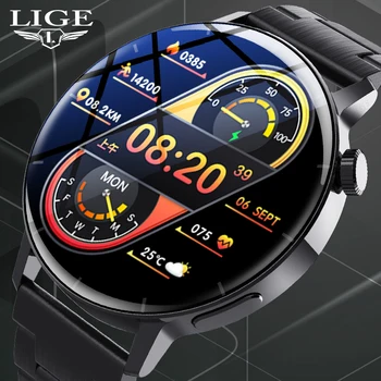 LIGE Bluetooth Klic AMOLED Smartwatch 2022 Telesne Temperature Odkrivanje Poslovnih Pazi Za Moške Pametno Gledati Velika Zmogljivost Baterije