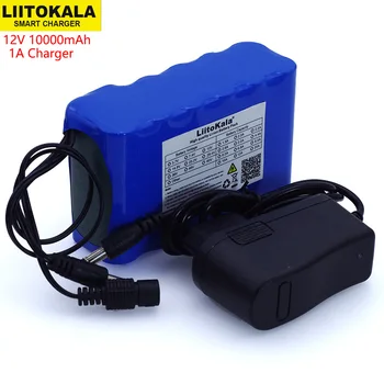Liitokala 12V 10Ah 18650 li-lon baterije 10000mAh z BMS Circuit Protection Board DC 5.5*2.1 mm+ 12,6 V 1A Polnilnik