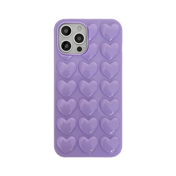 Luštna 3D Ljubezen Srce Macaron Roza Sladkarije Shockproof Primeru Telefon za iPhone 13 12 11 Pro XS Max XR X 7 8 Plus Mehka Silicij Zadnji Pokrovček