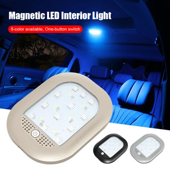 Magnetni Dotik Svetlobe 18LED Avto, Streho, Notranje Svetlobe USB Polnilne 8 Barva Spreminja, Strop Branje Svetlobe Vzdušje Nočna Lučka