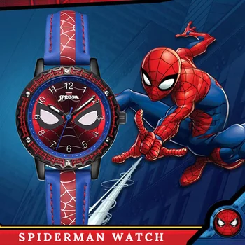 Marvel Spiderman Otroci Ure Za Fante Avengers Leather Otroci ročno uro Moških Quartz Ura Darila relogio infantil montre