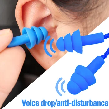 Mehke Ušesne Plug Silikonski ušesni Čepi z Vrvjo Nepremočljiva Plavanje Udobje Uho Zaščita zvočna Izolacija Proti Hrupu Slušalka Spanja
