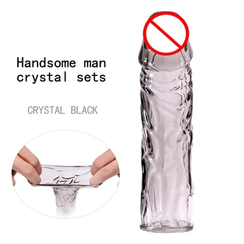 Mehko Kristalno Kondom Večkratno uporabo Zamudo Spray Širitev Kondom Moške Petelin Obroč iz Odraslih Intimnih Seks Dobave