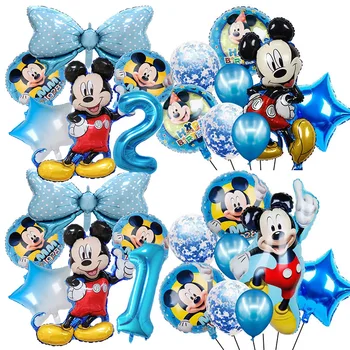 Mickey Mouse Stranka 1. Rojstni dan Namizna Fant Rojstni Potrebščine Za Otroka, Krst Stranka Pokal Plošče Balon Minnie Decoratio