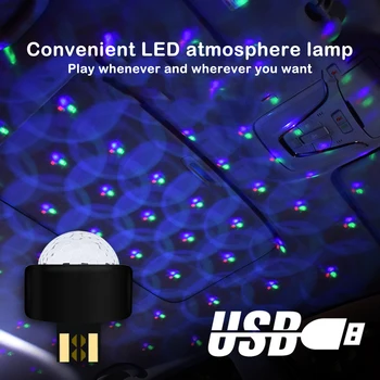 Mini USB LED Vzdušje Ambient Notranjosti Svetilke Avto Glasovni Nadzor Vzdušje Svetlobe Star Noč Svetlobe Avto Auto Dekor Galaxy Svetilke
