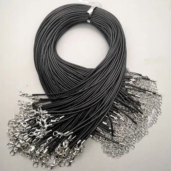 Moda 1,5 MM black Vosek rope45cm 60 cm 70 cm+5 cm jastog zaponko ogrlica vrvica za opaljivanje tega Nakit obesek vrvice 100 kozarcev/veliko Brezplačna dostava