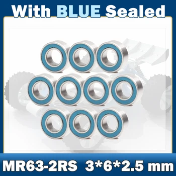 MR63-2RS Ležaj ABEC-7 ( 10 KOSOV ) 3*6*2.5 mm Mini MR63RS Kroglični Ležaji Modra Zaprti L-630DD