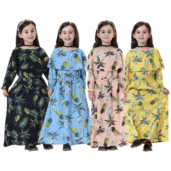 Muslimanski Otroci Abaya Tiskanja Dekle Obleko Maxi Dolgo Haljo Halje Kimono Srčkan Jubah Ramadana Bližnji Vzhod, Arabski Islamski Oblačilni CN-067