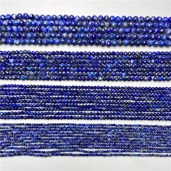 Naravno Gladko Fine Lapis Lazuli Kamen Kroglice Krog Svoboden Distančnik Kroglice za DIY Nakit, Izdelava Zapestnico, Ogrlico Dodatki