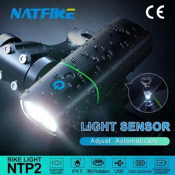NATFIRE NTP2 Kolesarske Luči Svetlobni Senzor USB Polnilna LED Smerniki Kolo Spredaj Svetilka Svetilka z Zadnje Luči Neobvezno