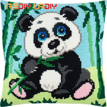 Navzkrižno Šiv Blazine Kompleti Panda Vzglavnik Pre-Natisnjen Platno, Akril Močen Preja Needlepoint DIY Navzkrižno stitch Umetnost in Obrti