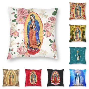Naše Gospe iz Guadalupe Mehiški Devica Marija Kvadratnih Vrgel Blazino Primeru Domu Dekorativni Krščanski Katoliški Blazine Pokrov za Kavč Avto