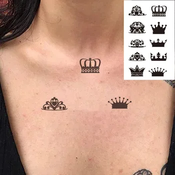 Nepremočljiva TemporaryTatoo Nalepke Par, Kralj, Kraljica Krono Art Tattoo WaterTransfer Ponaredek Flash Tatto za Moški Ženske