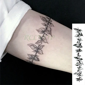 Nepremočljiva Začasni Tattoo Nalepke Cvet Liste vinske Trte Rastlin Ponaredek Tattoo Osebnost Flash Pasu Roko Stopala Tatto za Ženske, Moške