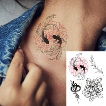 Nepremočljiva Začasni Tattoo Nalepke, Ribe, Kače Cvet Element Ponaredek Tatto Flash Tattoo Nazaj Nogo, Roko Umetnosti za Ženske, Moške