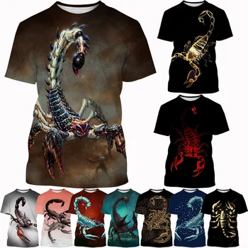 New Vroče Prodajo 3D Moške Natisnjeni Scorpion T-shirt Modno Osebnost Zveri Unisex Priložnostne Krog Vratu Kratka sleeved Tees