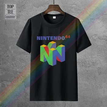 Nintendo - N64 Logotip Oblačila T-Shirt L Črna Priložnostne Plus Velikost Majice Hip Hop Stilu Vrhovi Tee S-2Xl Modni T Majica blagovne Znamke