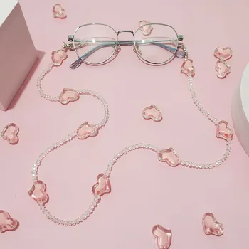 Nova Moda Srce Kristalno Beaded Očala Verige Masko Zanke za Ženske, Dekleta, Ogrlica Anti-izgubil Maske Vrv Očala Verige