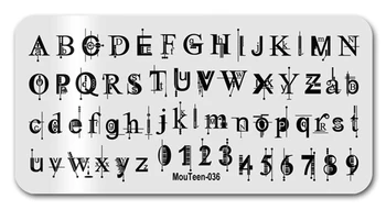 Nova Tujca Angleški Pismo Za Nohte Art Design Posebne Znake Nohtov Stamper Predloge Umetniške Nohtov Žigosanje #036