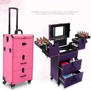 Nove Ženske multi-layer voziček kozmetični prtljage ličila vozni prtljage vozička kovček lepoto tatoo manikura nosijo na toolbox