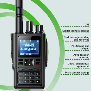 Novi DMR Radijskih Analogni Walkie Talkie Dolgo Vrsto 4800mAh UHF VHF Radio Dual Band Walkie Talkie SMS Snemanje GPS Ham Radio