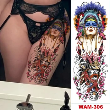 novi seksi ponaredek tatoo za žensko peony lotus cvetje ribe zmaj nepremočljiva začasne tetovaže, velika noge, stegna telesu tattoo nalepke