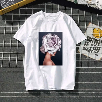 Novo 2021 Harajuku Majica Estetike Oblačila Seksi Tiskanja Cvetovi Smešno Ženske Tshirts Kratek Rokav Tees Moda Priložnostne Svoboden Vrhovi