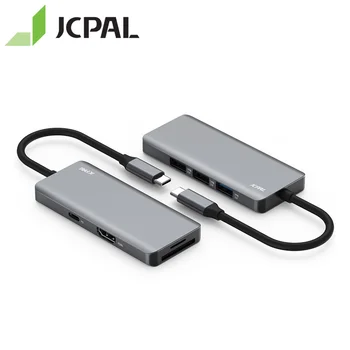 Novo JCPAL Original USC-C Hub PD 100W 4K SD Card Reader 1080P HD Aluminij Zlitine 7-Priključek za Razširitveno Postajo z Maloprodajno Embalažo