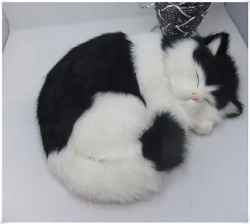 novo simulacija spalna mačka igrača polytene & krzno, črna in bela mačka igrača darilo 25x21cm 0736