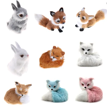 Novo Srčkan Mini živali trdi model pravi krzno, krzneni izdelki simulacije lisica, zajec priljubljenost prop obrt home namizno dekoracijo igrača darilo