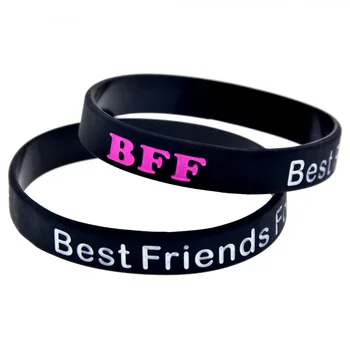 OBH 1PC BFF Najboljši Prijatelji Večno Dekoracijo Silikonsko Zapestnico, Rožnata in Črna Velikost Odraslih