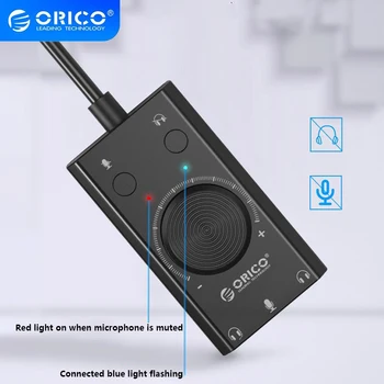 ORICO SC2 Zunanjo USB Zvočno Kartico Audio Jack 3.5 mm Kabel Adapter za Prilagajanje Glasnosti Voznik-brezplačno Stereo Mikrofon Zvočnik Slušalke