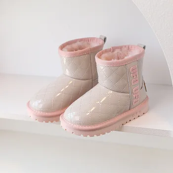 Otroci Škornji Dekle Polnjene Topli Mode Sladkarije Pregleden Sneg Škornji Debele Plišastih Nosljivi Non-slip Zimski Škornji Velikosti 22-37