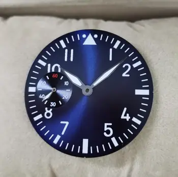 Pazi deli watch klicanje 39 mm modra številčnica Gun barva Watch strani bela število zelena svetleča Primerna za eta6497 6498 galeb ST36