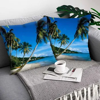 Plaža kokosovo blazine pokrov Poliester Vrgel Blazino Primeru Sunset beach Doma Dekoracijo Prevleke kavč dekorativni Funda Cojin