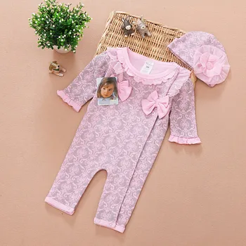 Pomlad Newborn Baby Girl Obleke, Otroci, Dekleta, 2pcs Oblačila Sklop: Jumpsuits & Cvet Klobuk Leopard/Cvetlični Polno Dojenčka Romper