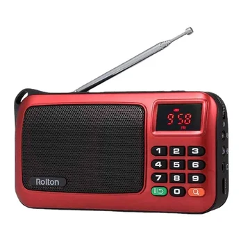 Prenosni FM Radijski Kompaktni Stereo Potovanja Zvočnika Predvajalnik Glasbe TF Kartice z LED Display-em in Svetilka Mini Radio