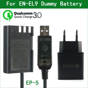 QC3.0 SL-EL9 SL EL9 EP-5 Nadomestna Baterija Power Bank USB Kabel za Nikon D40 D40X D60 D3000 D5000