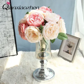 Qianxiaozhen 1Bunch Rose Cvetje Za Poroko Ponaredek Cvetje, Poročni Šopek Cvetja Doma Dekoracijo