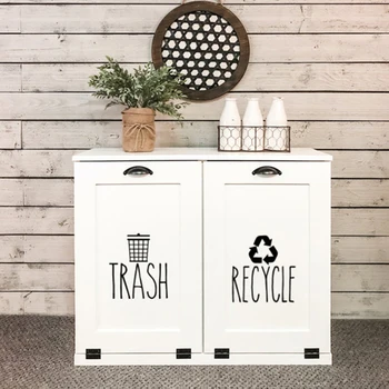 Rae Dunn Zgleduje Smeti & Recikliranje Nalepke Nalepke Bin Garaža Smeti Organizacija in Čiščenje Vinilnih Dekor