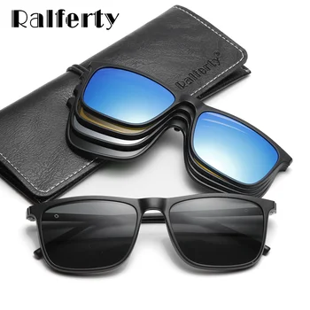 Ralferty Magnetni Sončna Očala Moški 5 V 1 Polarizirana Posnetek Na Sunglass Ženske Kvadratnih Sunglases Ultra-Lahkih Nočno Vizijo Očala A8804