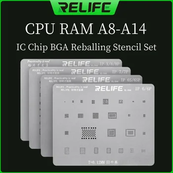 RELIFE RL-044 CPU RAM A8/A9/A10/A1/A12/A13/A14/A15 Čipu IC, BGA Reballing Šablona Komplet Rastlin Tin Jekla Očesa Za iPhone 6-13 Serije