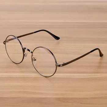 Retro Krog Optična Očala Proti Blu-Žarki, Igranje Računalniških Očal za Ženske, Moške Prevelik Kovinski Okvir Jasno Objektiv Eye Glasses
