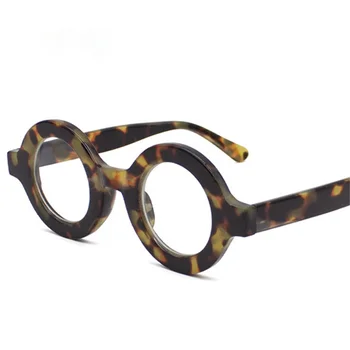 Retro Krog Žensk Očal Okvir Leopard Moda Šampanjec Očala Jasno, Anti-Blu-Ray Men Optični Okvir Računalnik Očala