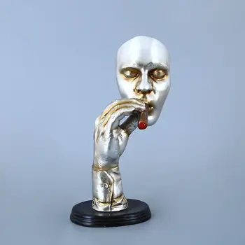 Retro Meditators Abstraktno Kiparstvo Človek Kajenje Cigar Ustvarjalne Obraz, Kip, slika model Smolo Figur Umetnine Doma Odlikovanja