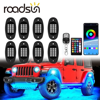 roadsun RGB LED Rock Luči Ohišje Svetilke Neonske Luči APP Daljinski upravljalnik za Jeep Tovornjaki Off Road SUV Avto ATV Undergolw Nepremočljiva