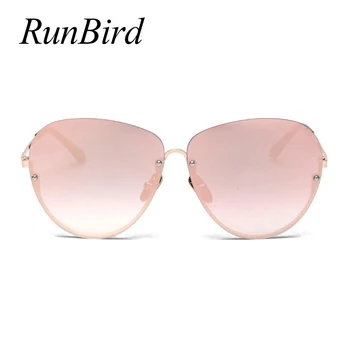 RunBird Edinstveno Zlitine Pol Okvir sončna Očala Ženske Rimless sončna Očala Prevelik Jasno Leče Big Velikost Odtenki Lunettes Ženski 452R